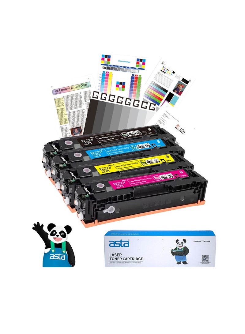 استا خرطوشة حبر ASTA 222A وW2220A وW2221A وW2222A وW2223A مع شريحة متوافقة مع طابعات LaserJet Pro الملونة 3288dw و3288dn و3203 متعددة الوظائف و3388fdn و3388fdw و3388sdw و3303 W 2220 و2221 و2222 و2223 و222 A - Image 1